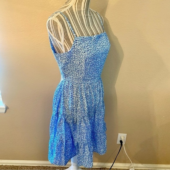 NWT Million Colors Mini Dress Large Blue White Ditzy Floral Straps Open Back - Picture 5 of 15